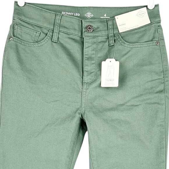 St. John's Bay Women's Skinny Stretch Mid Rise Green Pants Sz 4 Five Pockets NWT - Picture 3 of 12